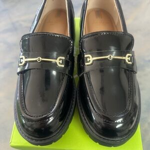 Elegant Black Loafers with Gold Accent